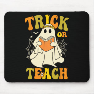 Or Teach Groovy Halloween Retro Floral Ghost Teach Mouse Pad
