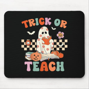 Or Teach Groovy Teacher Halloween Retro Floral Gho Mouse Pad