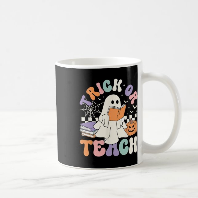 Or Teach Spooky Teacher Cute Ghost Read Book Hallo Coffee Mug (Right)