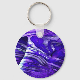 Oraganic Blue Waving Stones Keychain