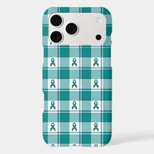 Oral Cancer Awareness Plaid Teal Ribbon