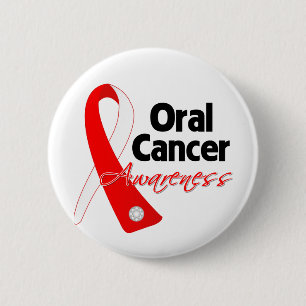 Oral Cancer Awareness Ribbon 6 Cm Round Badge
