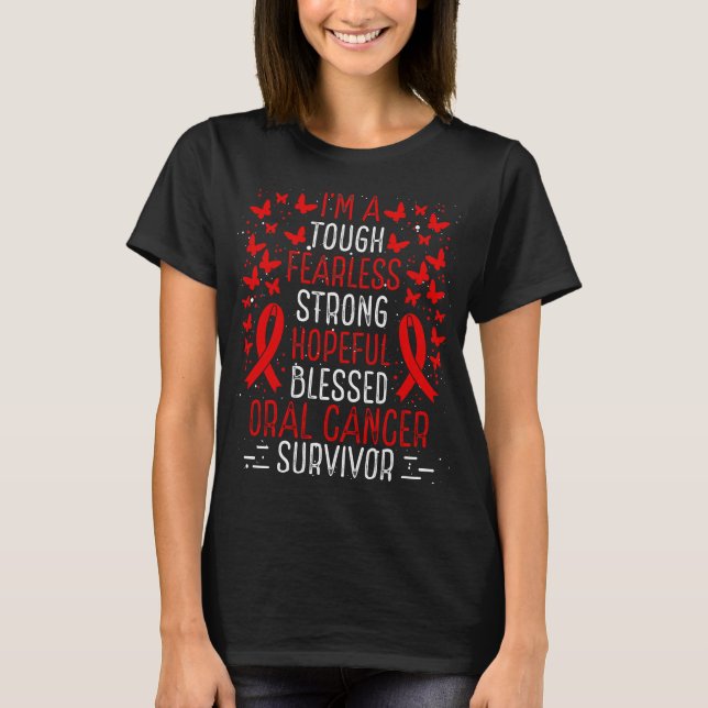 Oral Cancer Awareness Ribbon Cancer Survivor T-Shirt (Front)