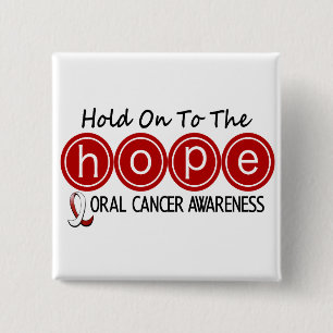Oral Cancer HOPE 5 15 Cm Square Badge