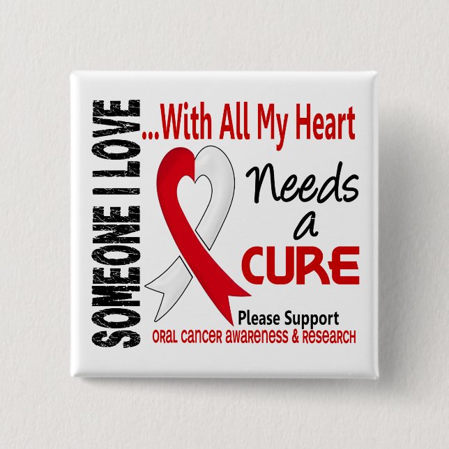 Oral Cancer Needs A Cure 3 15 Cm Square Badge (Front)