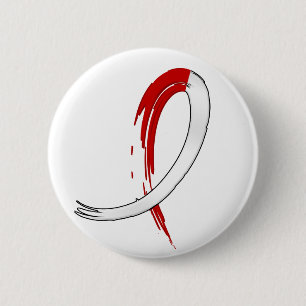 Oral Cancer's Red and White Ribbon A4 6 Cm Round Badge