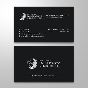 Oral Surgery, Implant Center, Maxillofacial Black Business Card