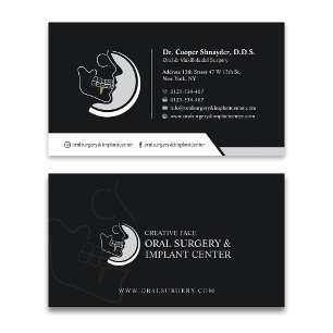 Oral Surgery, Implant Centre, Maxillofacial Black Business Card