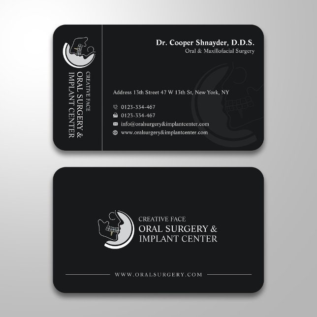 Oral Surgery, Implant Centre, Maxillofacial Black Business Card (Creator Uploaded)