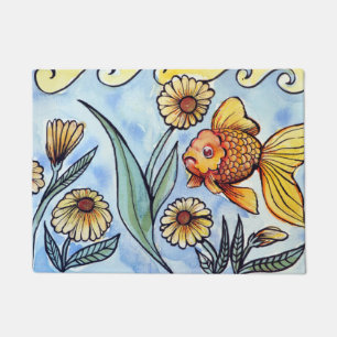 Oranda Fancy Goldfish Illustration                 Doormat