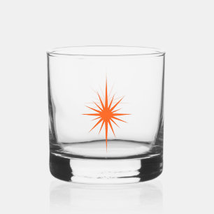 Orange 1950s Atomic Starburst Mid Century Whiskey Glass