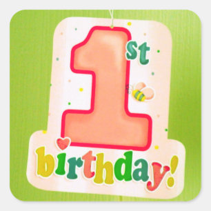 Orange 1st Birthday Tag on Green Door