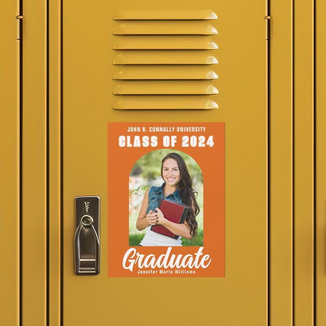 Orange 2024 Graduation Photo Arch Magnet Card (Creator Uploaded)