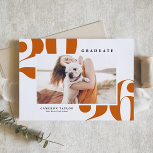 Orange 2026 Bold Typography Photo Graduation Invitation