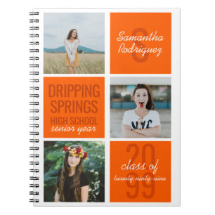 Orange 3-Photo Fun Boxes Class Year Notebook
