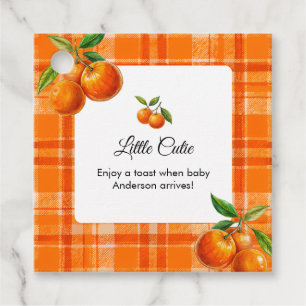 Orange 3D Citrus Plaid Handdrawn Baby Shower Favour Tags