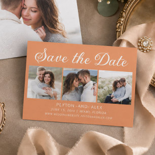 Orange 4-Photo 2-Sided Wedding Save Date Save The Date