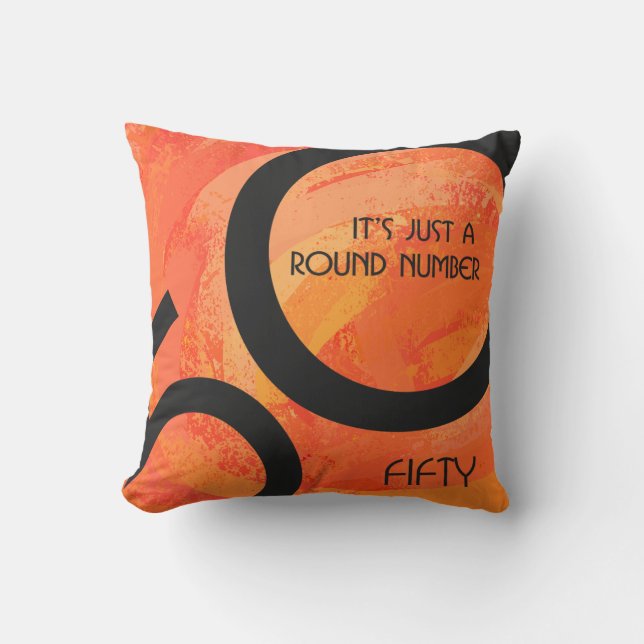 Orange 50 Decade Birthday Cushion (Front)