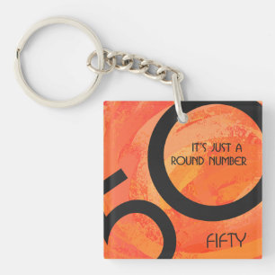 Orange 50 Decade Birthday Key Ring