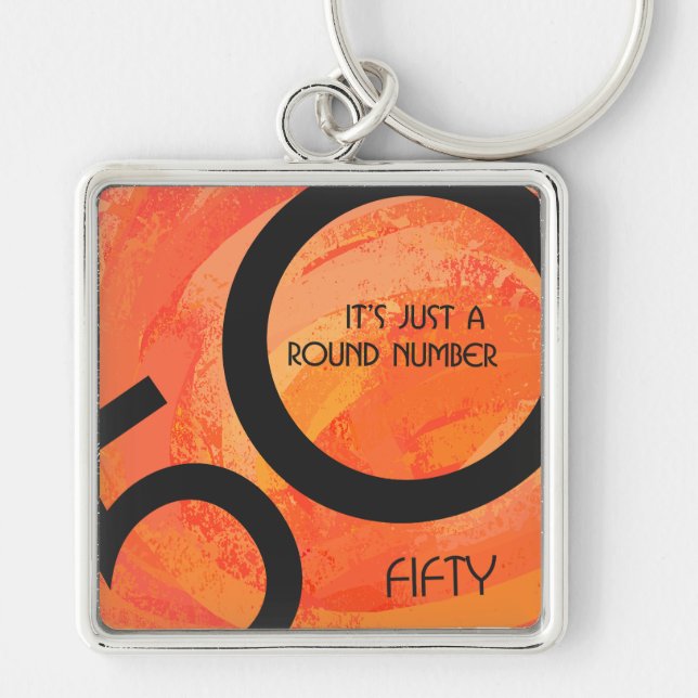 Orange 50 Decade Birthday Key Ring (Front)