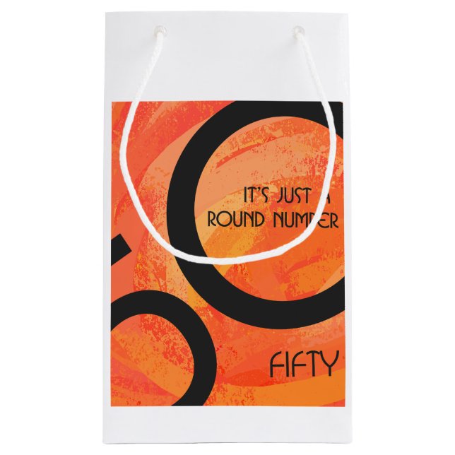 Orange 50 Decade Birthday Small Gift Bag (Back)