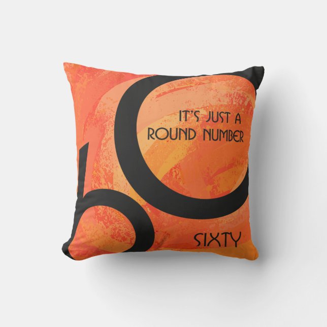 Orange 60 Decade Birthday Cushion (Front)