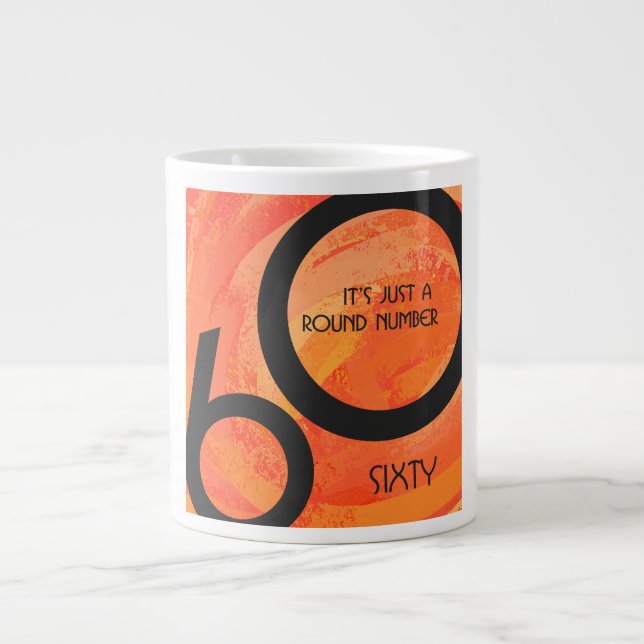 Orange 60 Decade Birthday Large Coffee Mug (Front)