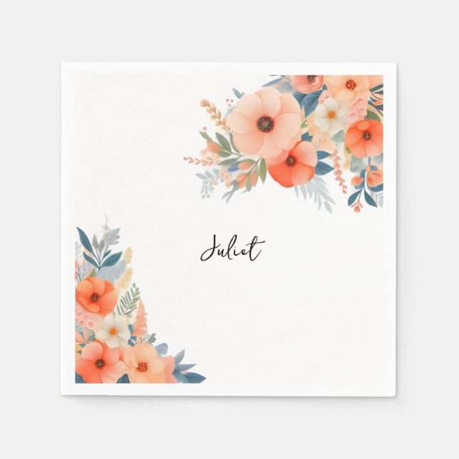 Orange 70s 80s 90s Pink Colourful Bridal Shower Napkin (Front)