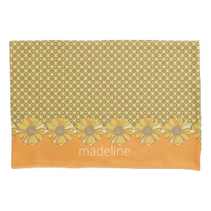 Orange 70s Retro Geometric Personalised Pillowcase
