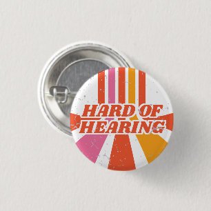 Orange 70s Typography Retro Hard of Hearing 3 Cm Round Badge