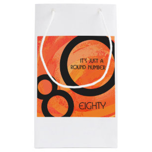 Orange 80 Decade Birthday Small Gift Bag