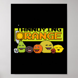 Orange 8-bit Video Game Style  Poster