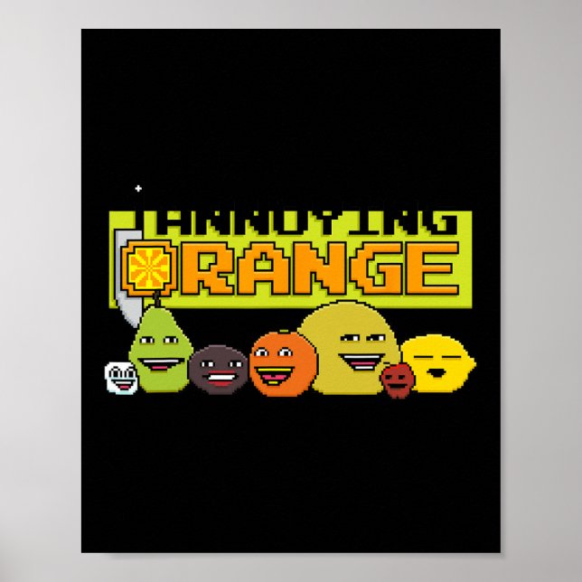 Orange 8-bit Video Game Style  Poster (Front)