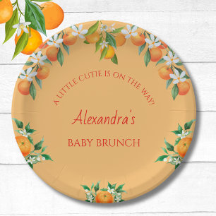 Orange A Little Cutie Citrus Baby Brunch Paper Plate