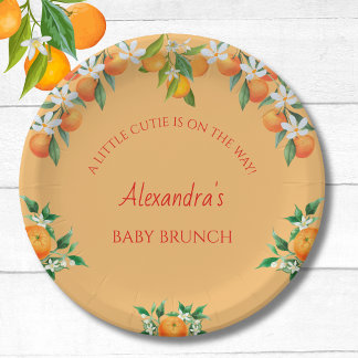 Orange A Little Cutie Citrus Baby Brunch Paper Plate
