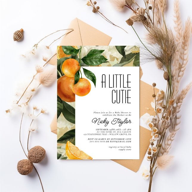 Orange A Little Cutie Citrus Baby Shower Invitation (Creator Uploaded)