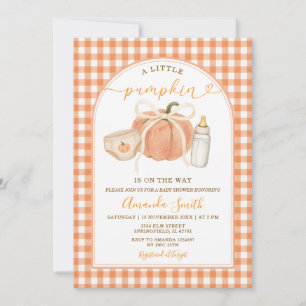 Orange A Little Pumpkin Is on the Way Baby Shower Invitation