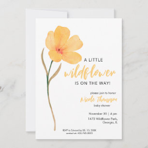 Orange A Little Wildflower On The Way Baby Shower Invitation