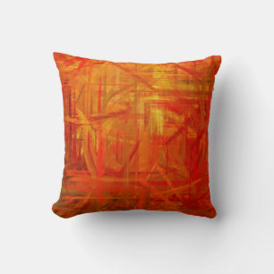 Orange Abstract Art Painting 2 Cushion