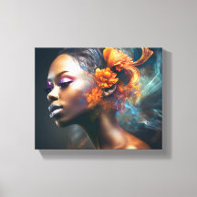 orange abstract black female digital art