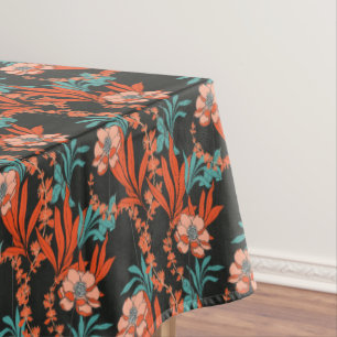 Orange Abstract Floral Pattern Tablecloth