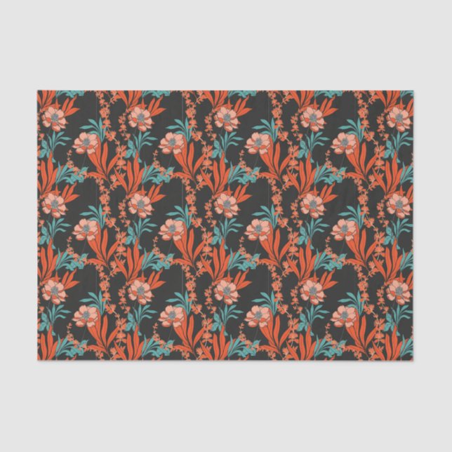 Orange Abstract Floral Pattern Tissue Paper (Front)