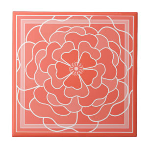 Orange abstract flower pattern tile