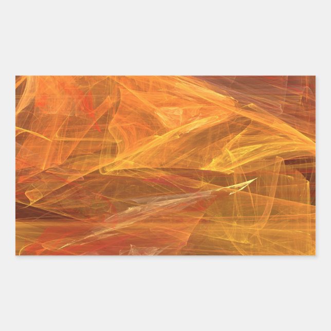 Orange Abstract Fractal Rectangle Sticker (Front)