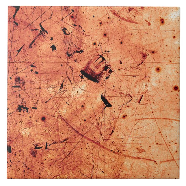 Orange abstract grunge contemporary art tile (Front)