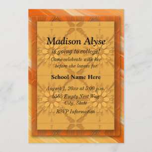 Orange Abstract "Off To College" Invite