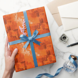 Orange Abstract Paint  Wrapping Paper