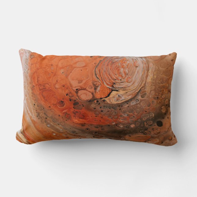 Orange abstract painting lumbar cushion (Front)