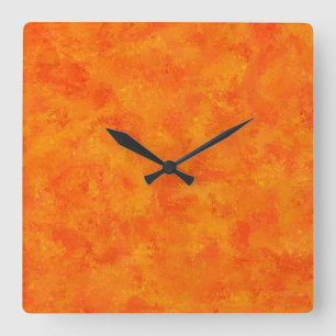 Orange Abstract Pattern  Square Wall Clock