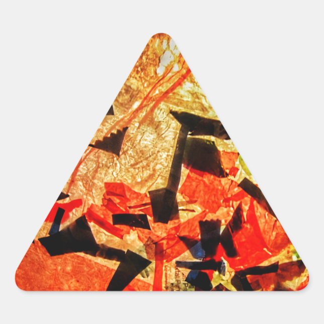 Orange abstract sticker,Autumn orange gift  Triangle Sticker (Front)
